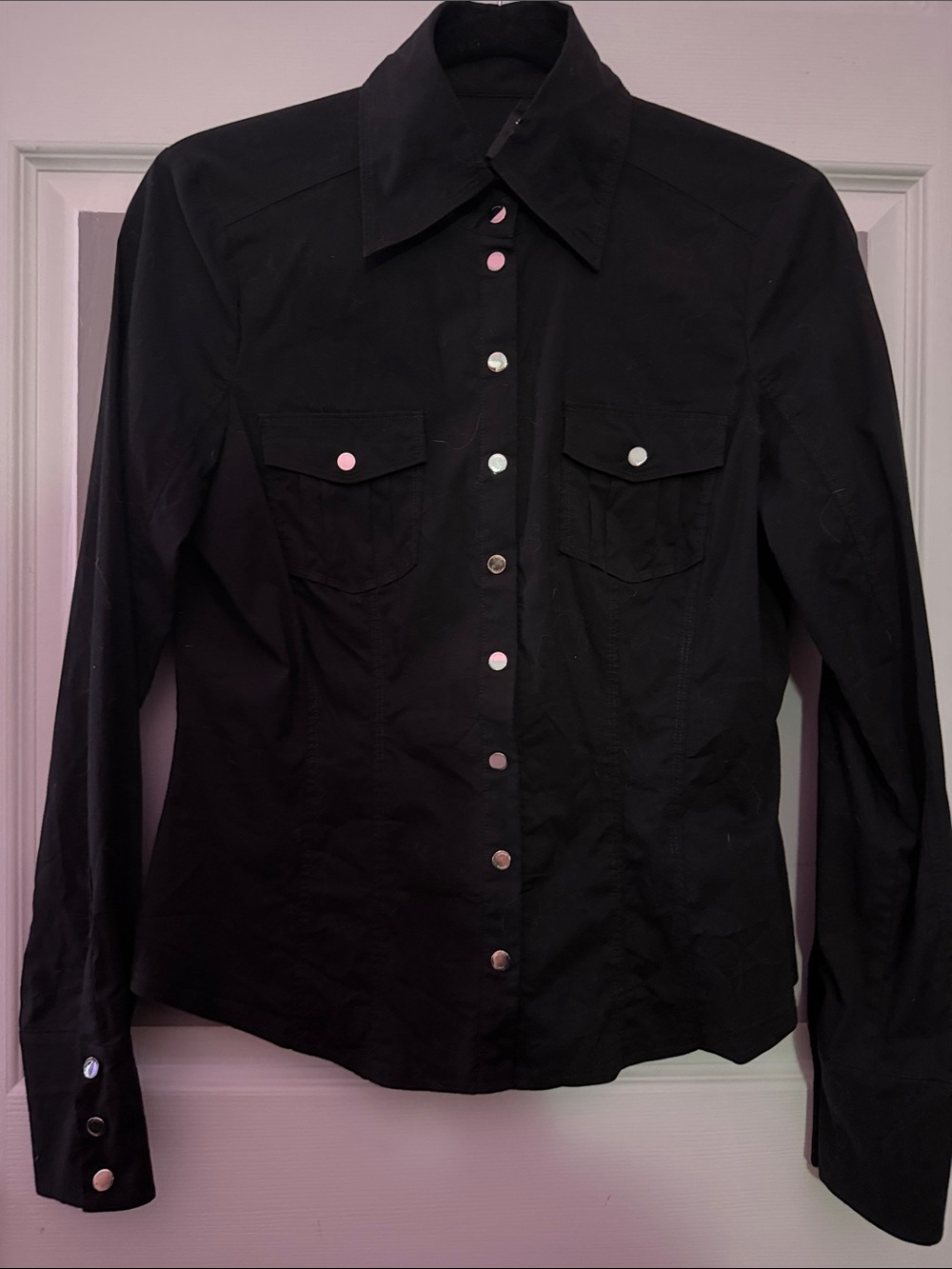 bebe Black Long-Sleeve Snap Front Western Shirt